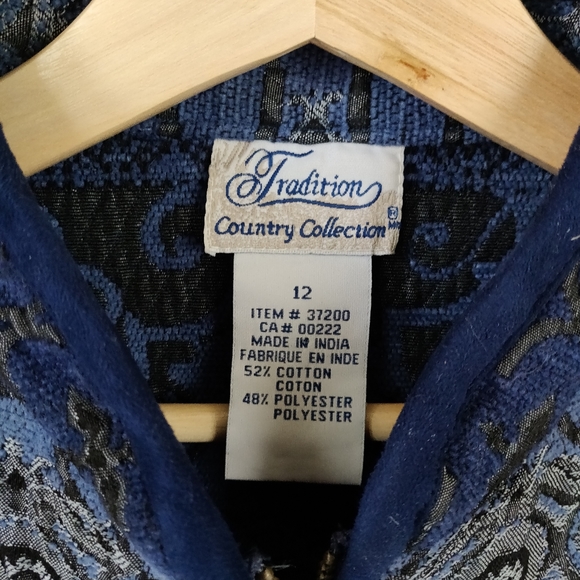 Vintage Traditions Blue Patterned Zip-up Jacket Medium - Picture 9 of 10